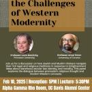 Event poster titled "Jews, Muslims & the Challenges of Western Modernity" with speaker photos and event details.  Transcribed Text:  Jews, Muslims & the Challenges of Western Modernity  Professor Leora Batnitzky Princeton University  Professor Anver Emon University of Toronto
